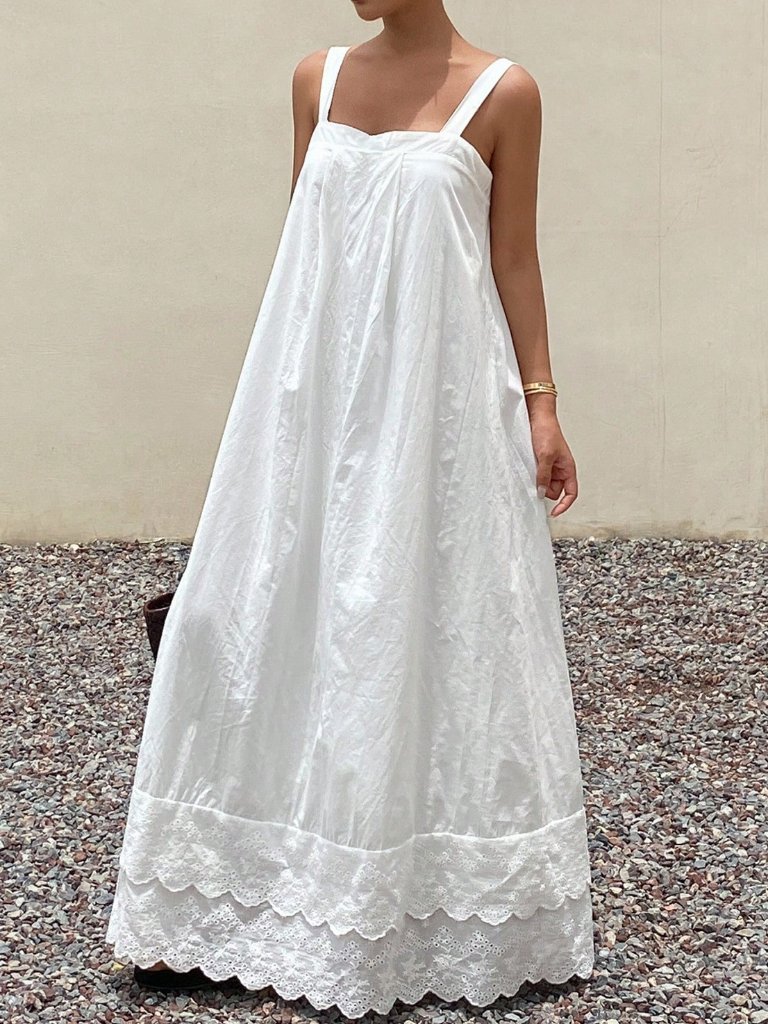 White Casual Women's Loose Maxi Dress
